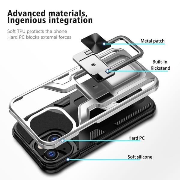 Stødsikkert hybridcover med kickstand til iPhone 13 Mini - Sølv Silver grey