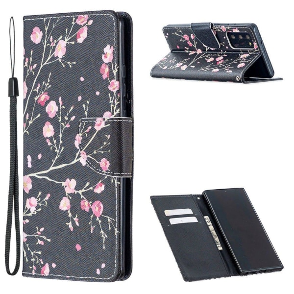 Wonderland Samsung Galaxy Note 20 Flip Etui - Lyserøde Blomster Pink