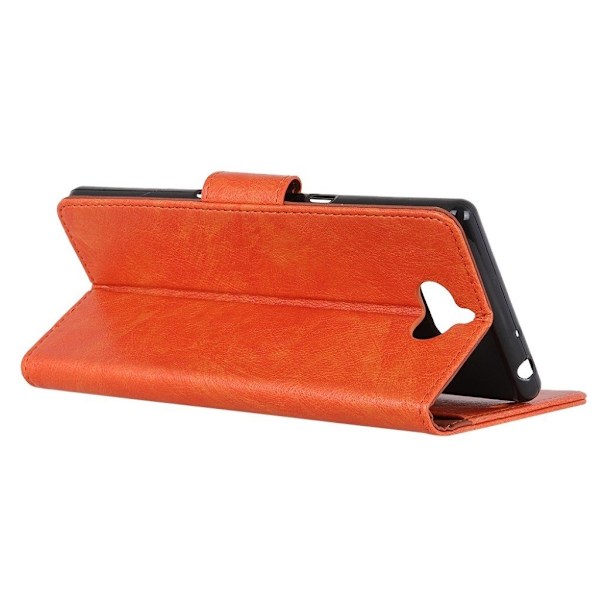 Sony Xperia 10 Plus tekstureret split læder etui - Orange Orange