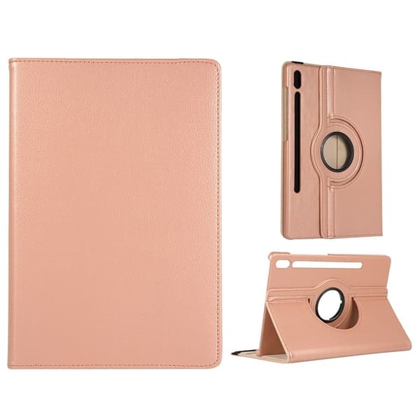 Samsung Galaxy Tab S9 / S8 Tablet-etui med roterende stativ og med elastikbånd - Rødguld Pink