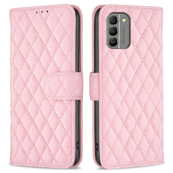 Rombemønster, matt flip-deksel for Nokia G310 - Rosa Pink
