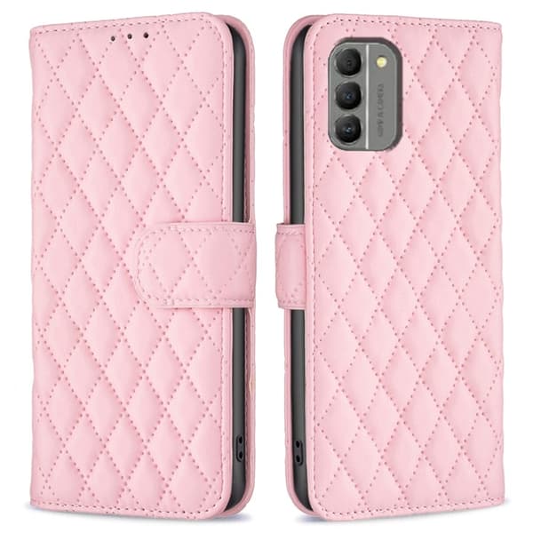 Rombuskuvioinen matta läppäkotelo Nokia G310 - Pinkki Pink