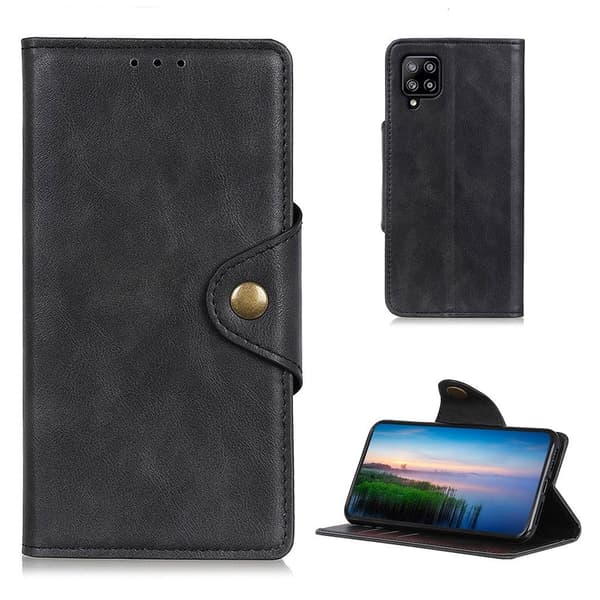 Alpha Samsung Galaxy A22 4G flip etui i lær - Svart Black