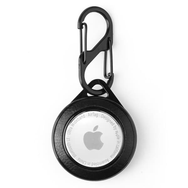 AirTags litchi-lædercover med nøglering - Sort Black