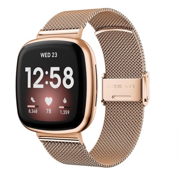 Fitbit Sense / Versa 3 milanese klockarmband i rostfritt stål - Roséguld Rosa
