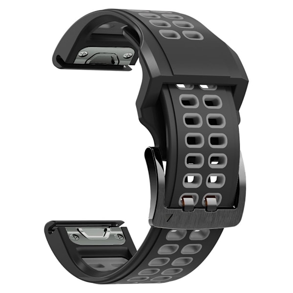 Garmin Fenix 7X klockarmband i silikon med dubbla färger - Svart / Grå Silvergrå