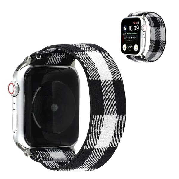 Apple Watch Series 6 / 5 44mm elastisk armbånd - Svart Rutete Mønster Black