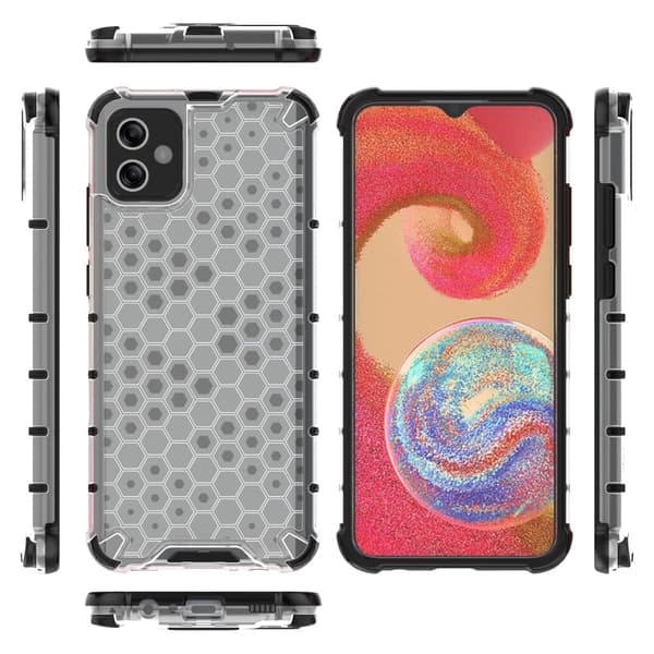 Bofink Honeycomb Samsung Galaxy F04 / Samsung Galaxy M04 / Samsung Galaxy A04e skal - Silver/Grå Silvergrå