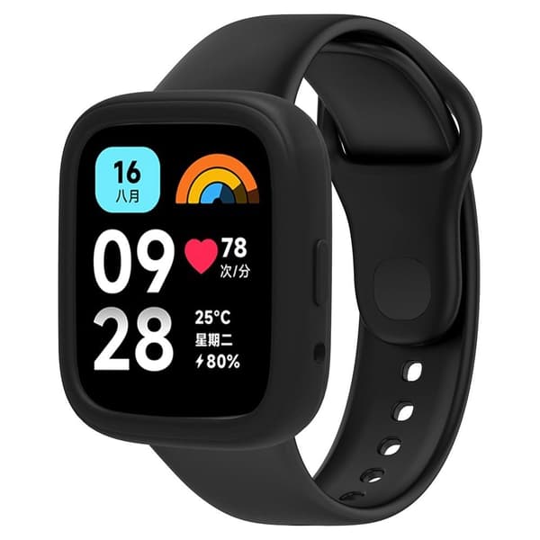 Xiaomi Redmi Watch 3 Active Silicone Strap Replacement Wrist Band with Watch Case - Black Black