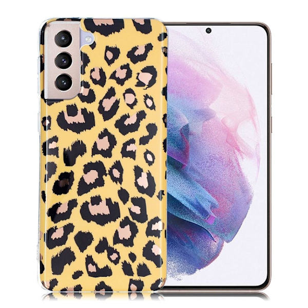 Marble Samsung Galaxy S21 Plus Etui - Leopard Mønster Yellow