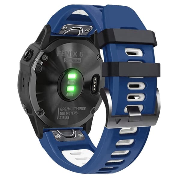 22 mm silikonerem til Amazfit-, Garmin- og Coros-ure - Midnatsblå / Hvid Blue
