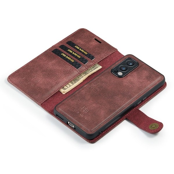 DG.MING OnePlus Nord 2 5G 2-in-1 lompakkokotelo - Kahvi Brown