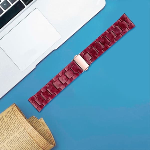 22 mm stilfuld urrem i resin til Fossil-ur - Marmorrød Red