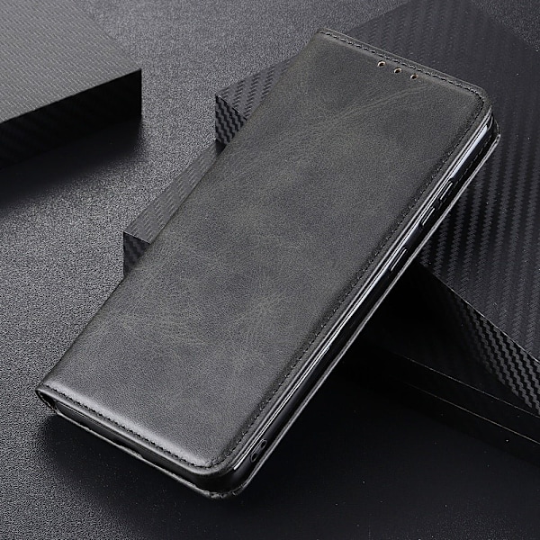 Flip Etui med Pung i Ægte Læder til Xiaomi Redmi Note 12 Pro Plus - Sort Black