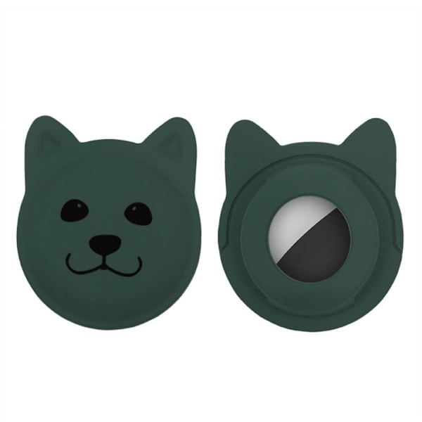 AirTags søde hundedesign TPU-cover - Mørkegrøn Green