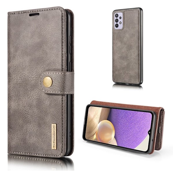 DG.MING Samsung Galaxy A32 5G 2-i-1 etui med pung - Sølv/Grå Silver grey