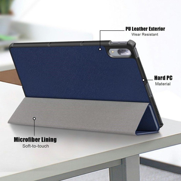 Lenovo Tab P11 Pro tri-fold lychee leather case - Dark Blue Blue