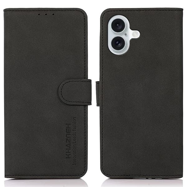 KHAZNEH läder iPhone 16 fodral - Svart Svart