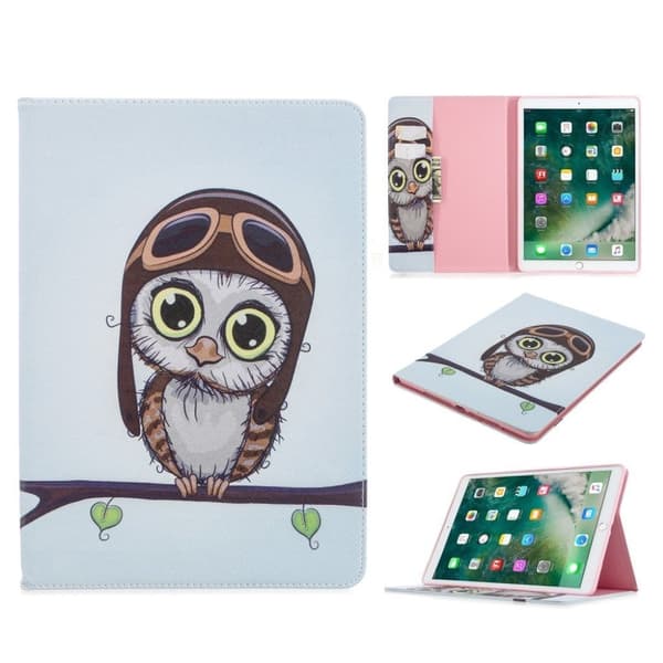 iPad 10.2 (2019) stilig mønster lær flip etui - Cute Owl Multicolor