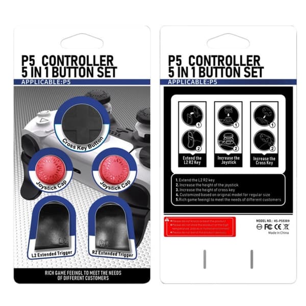 HONSON Sony PS5 / PS5 Slim Spelkontroll L2 R2 Förlängningsknapp Joystick Grip Riser Cap - Röd Röd