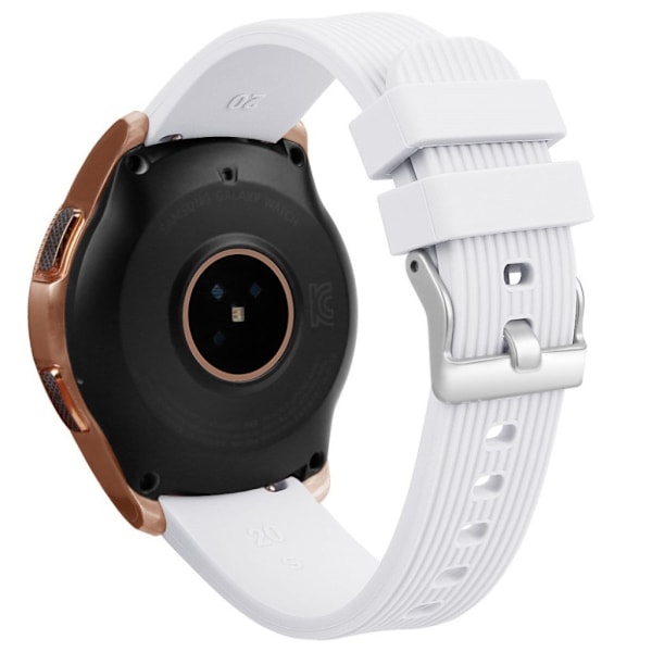 Samsung Galaxy Watch (42mm) erstatnings urrem i silikone med stribet tekstur - Hvid White