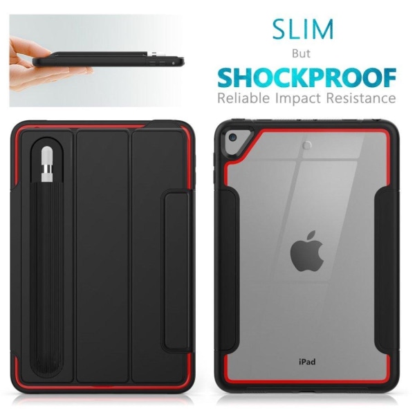 iPad Mini (2019) elegant tri-fold case - Black / Red Black