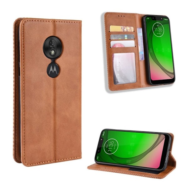 Motorola Moto G7 Play vintage læder etui - Brun Brown