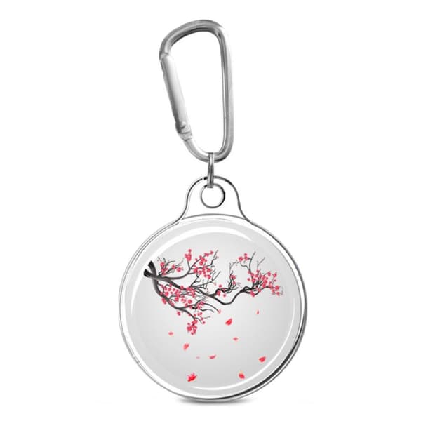 AirTags skydd med unikt mönster och nyckelring - Plommonblomma Silvergrå