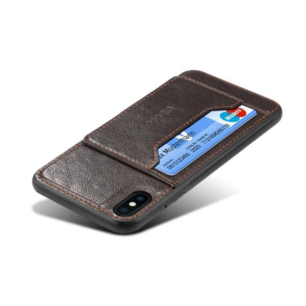 Crazy Horse iPhone Xs Max combo etui med læderbelægning - Sort Black