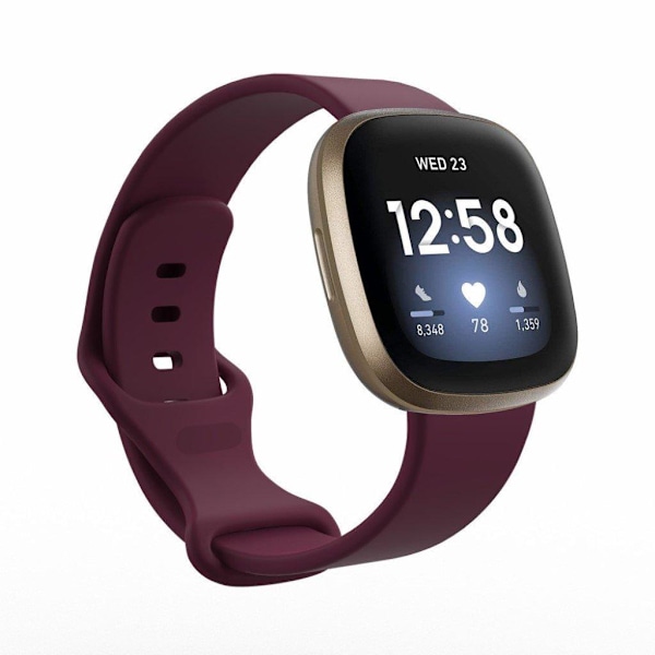 Fitbit Versa 3 / Sense silikon klockarmband - Burgundy Size: S Lila