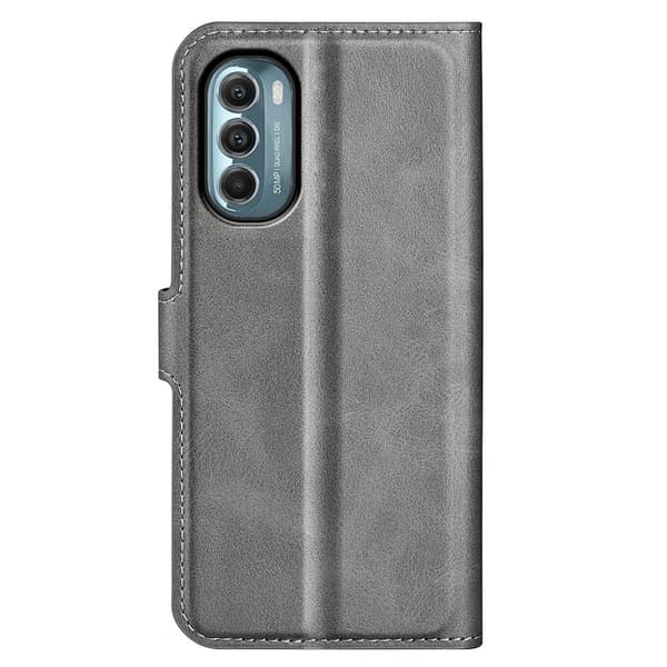Hållbart konstläder Motorola Moto G (2022) fodral med plånbok - Silver/Grå Silvergrå