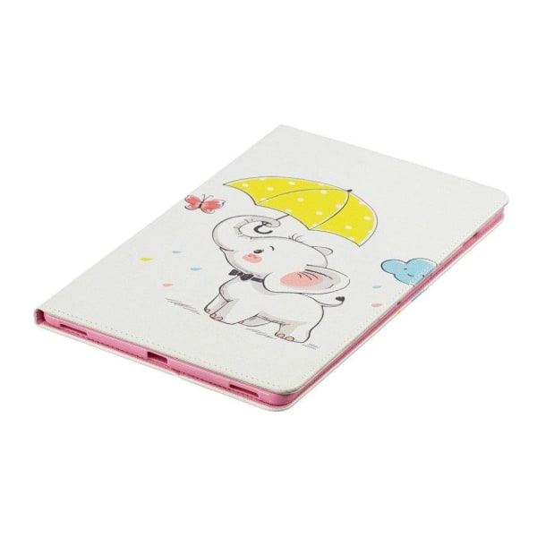 Samsung Galaxy Tab S5e mønstret lædercover - elefant holder paraply Multicolor