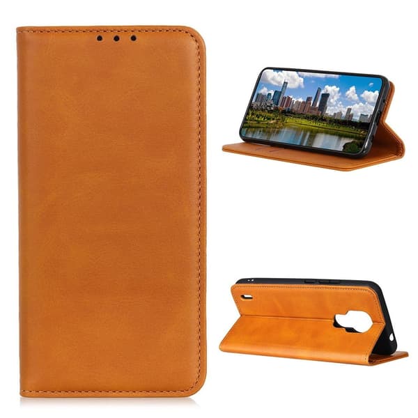 Wallet-style ægte Læder Flipcase til Motorola Moto E7 - Brun Brown
