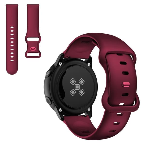 22 mm universal klockarmband i silikon - Vinröd Röd