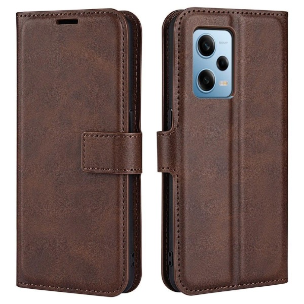 Hållbart konstläder Xiaomi Redmi Note 12 Pro fodral med plånbok - Brun Brun