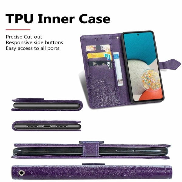 Mandala Samsung Galaxy A53 5G Flip Etui - Lilla Purple