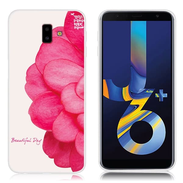 Samsung Galaxy J6 Plus (2018) fodral med mönstertryck - Levande Blomma Rosa