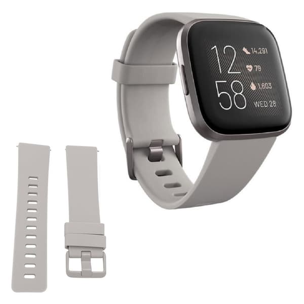 Fitbit Versa / Versa 2 silikoninen kellonauha - Harmaa Silver grey