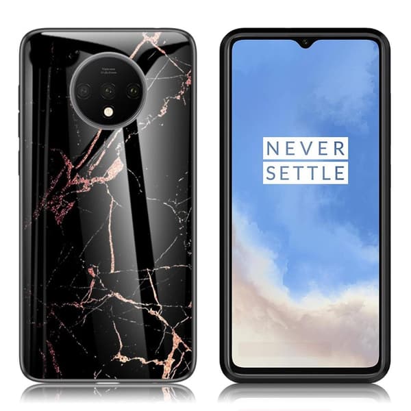 Fantasy Marble OnePlus 7T kuoret - Musta / Kulta Black