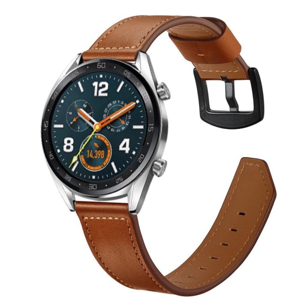 Huawei Watch GT / Watch 2 / Watch Magic laadukas aito nahkainen kellonauha - Ruskea Brown