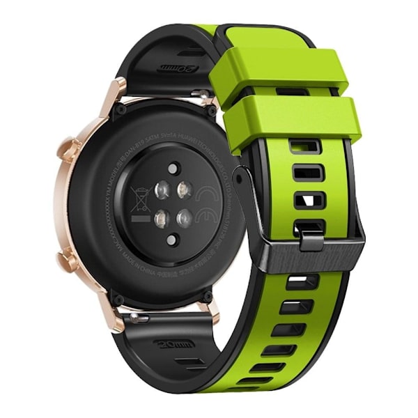 20 mm universel tofarvet silikone-urrem - Lime / Sort Green