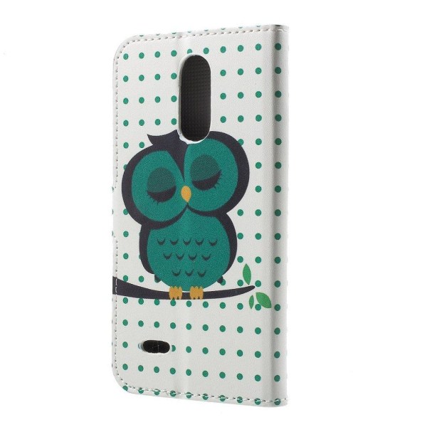 LG K4 2017 Owl stil PU læder flip taske - Ugle Sover Green