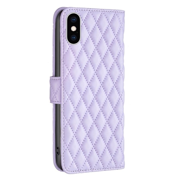 Rhombus mat iPhone Xs Max flip etui - Lilla Purple