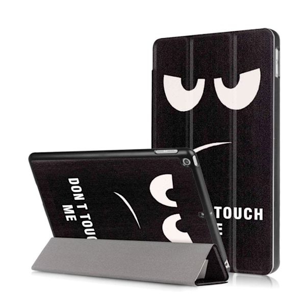 Mønstertryk Tri-fold Stand Vegansk Læder Case Shell iPad 9.7 (2018) / 9.7 (2017) - Rør Ikke Ved Min Telefon Black