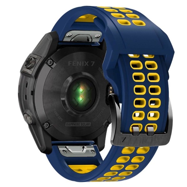 Garmin Fenix 7X / 6X / 5X silikonikellon hihna - Tummansininen / Keltainen Blue