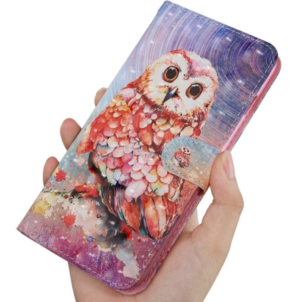 Samsung Galaxy A40 koristekuvioitu nahkakotelo - Pöllö Multicolor