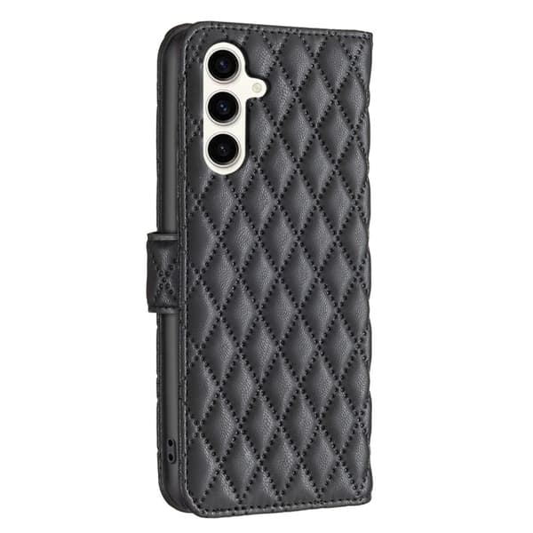 Rhombus mat Samsung Galaxy S23 FE flip etui - Sort Black
