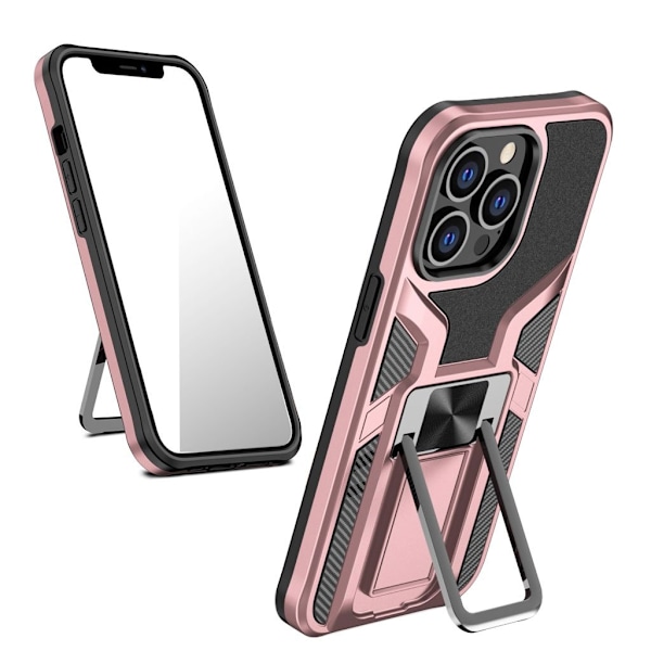 Stødsikkert hybridcover med kickstand til iPhone 13 Pro - Rose Gold Pink