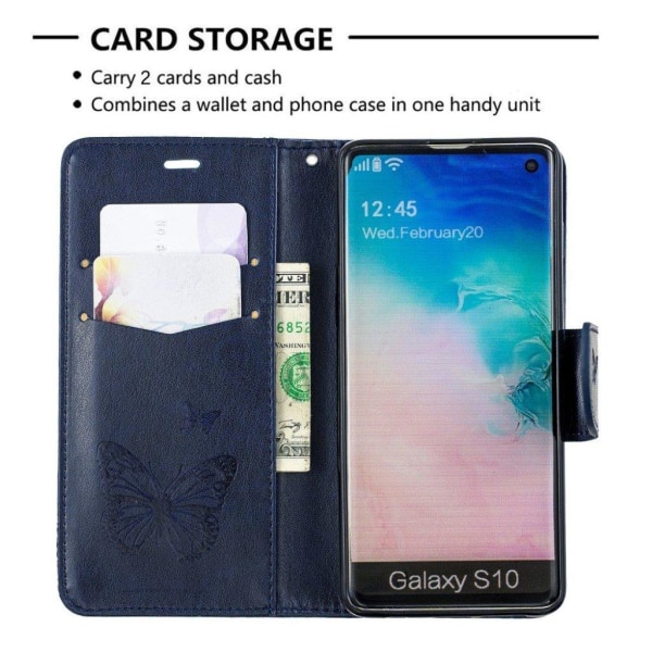 Butterfly Samsung Galaxy S10 kotelot - Tummansininen Blue