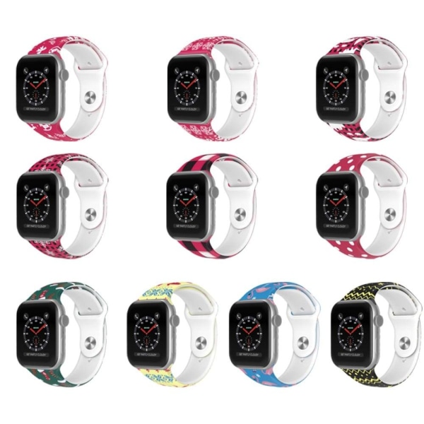 Apple Watch (45mm) christmas pattern silicone watch strap - Chri Svart